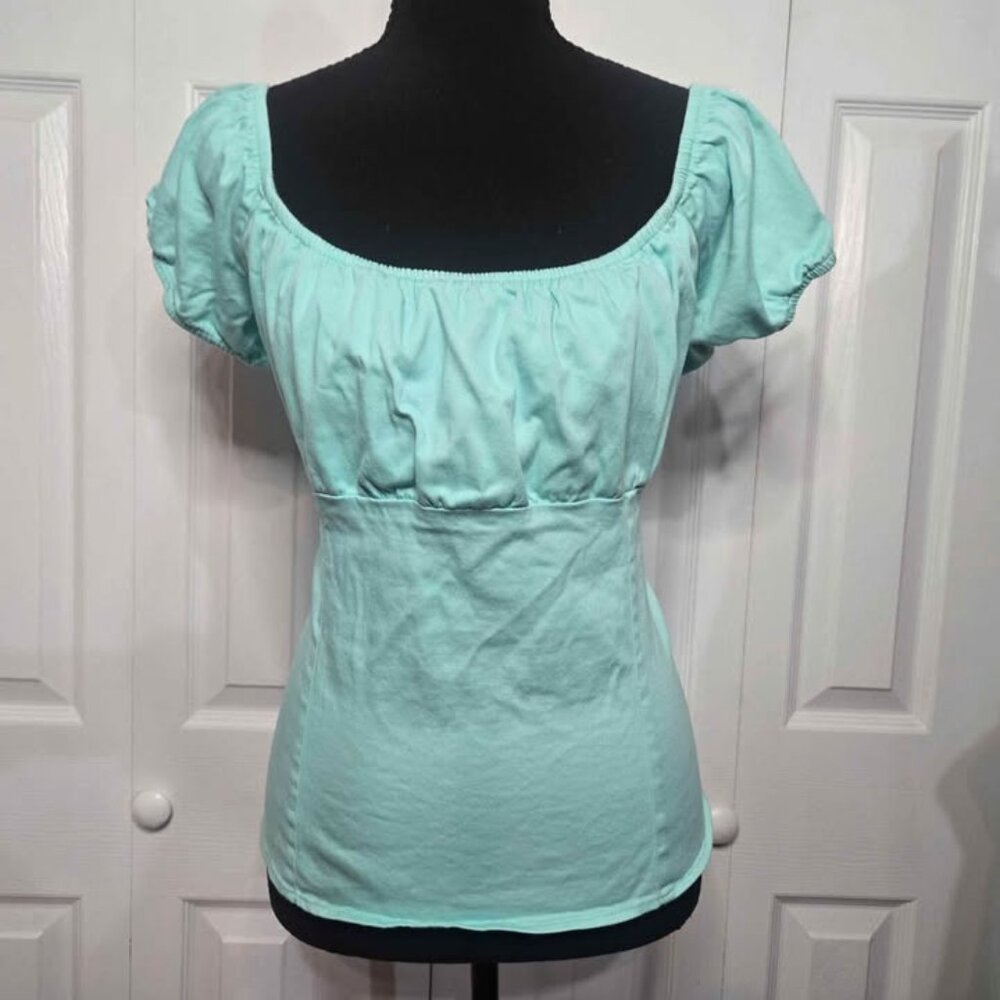 3XL Retro Pinup Couture Vintage Style Top Busty Tiffany Blue